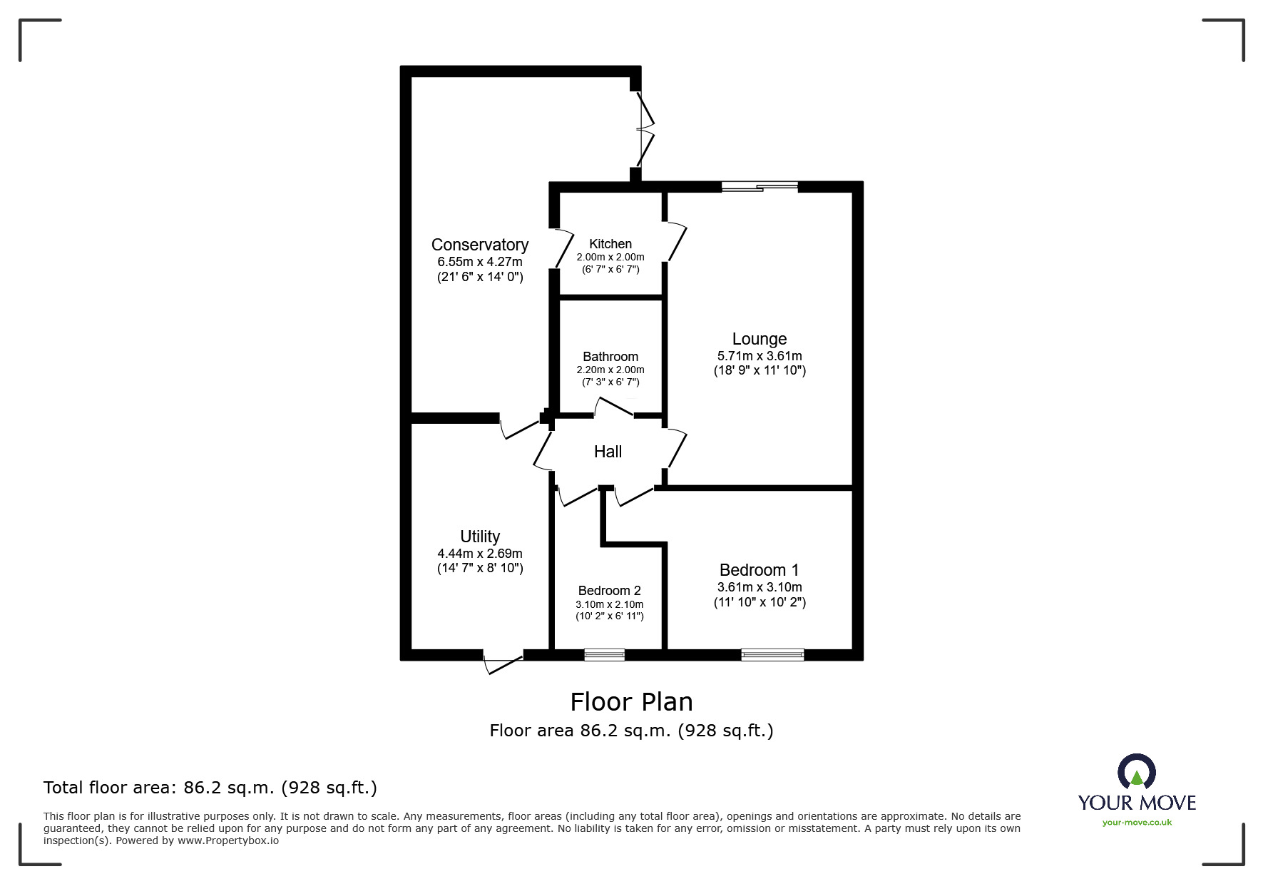 Floorplan of 2 bedroom Detached Bungalow for sale, Ludlow Close, Willenhall, West Midlands, WV12