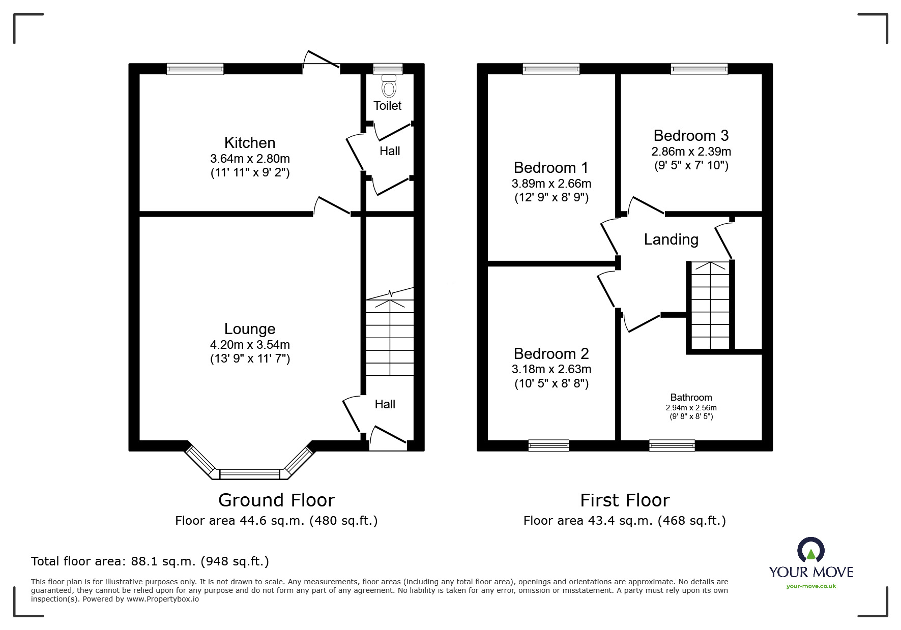 Floorplan of 3 bedroom Mid Terrace House for sale, Lawrence Avenue, Heath Town, West Midlands, WV10