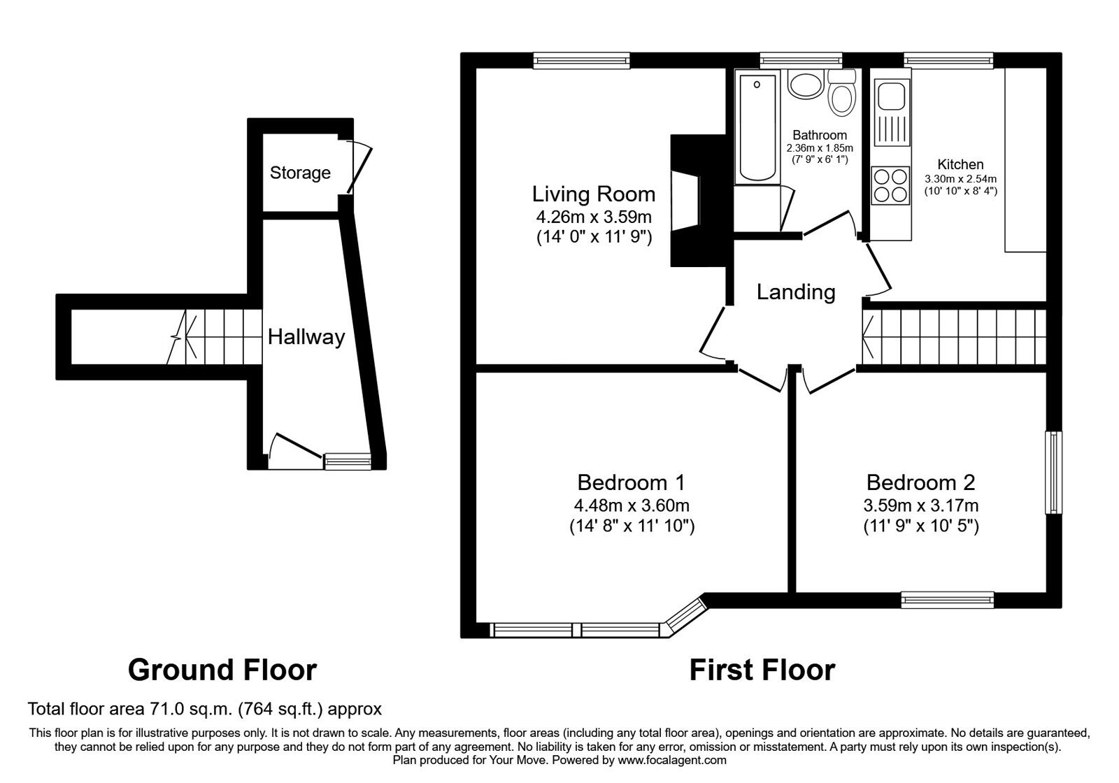Floorplan of 2 bedroom  Flat for sale, Tame Street, Bilston, WV14