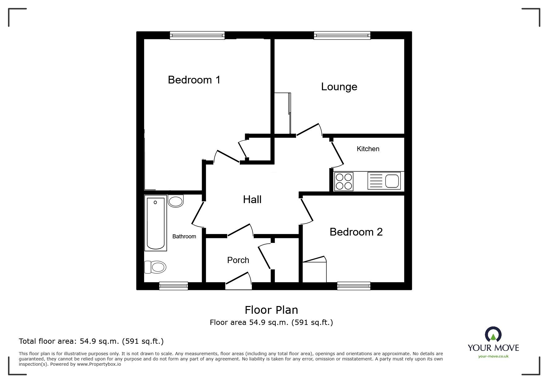 Floorplan of 2 bedroom Flat to rent, Chaucer Avenue, Willenhall, West Midlands, WV12