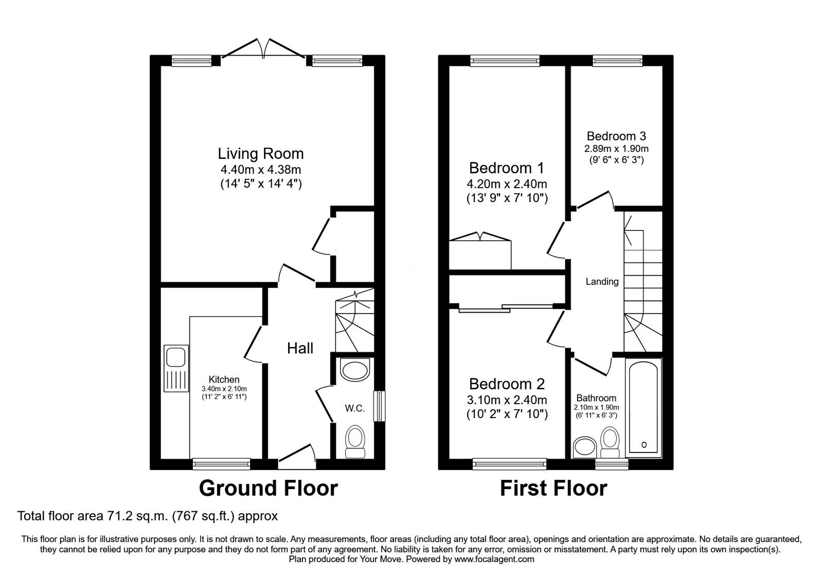 Floorplan of 3 bedroom Semi Detached House for sale, Gough Close, Wolverhampton, West Midlands, WV11