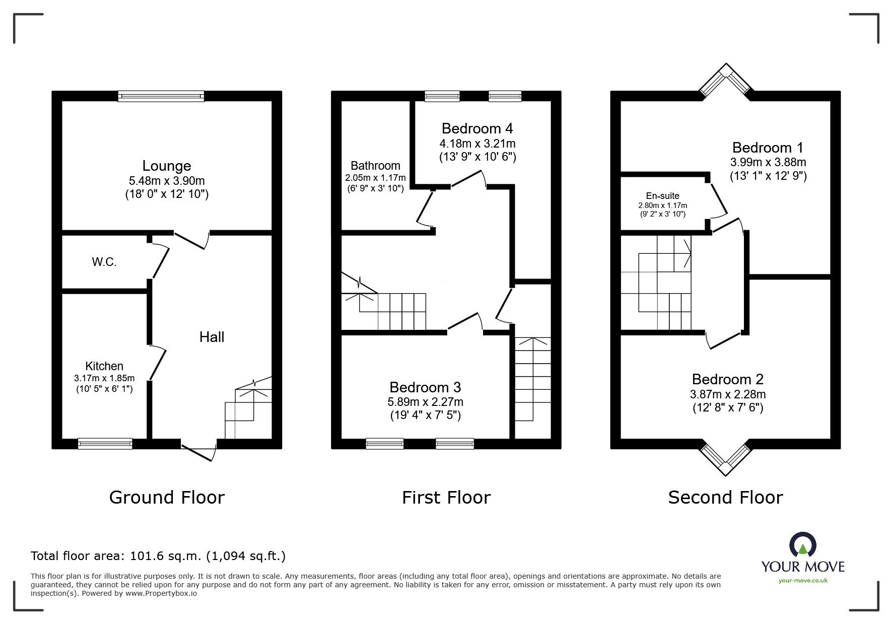 Floorplan of 4 bedroom Mid Terrace House for sale, Rosehill, Willenhall, West Midlands, WV13