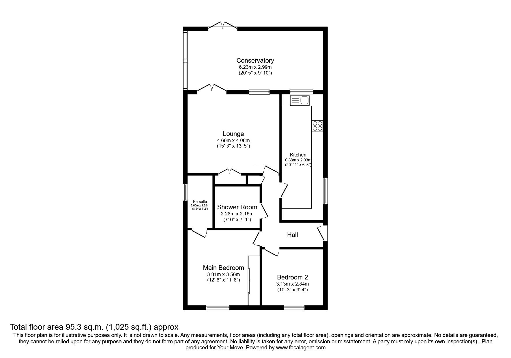 Floorplan of 2 bedroom Detached Bungalow for sale, Hodson Close, Wolverhampton, West Midlands, WV11