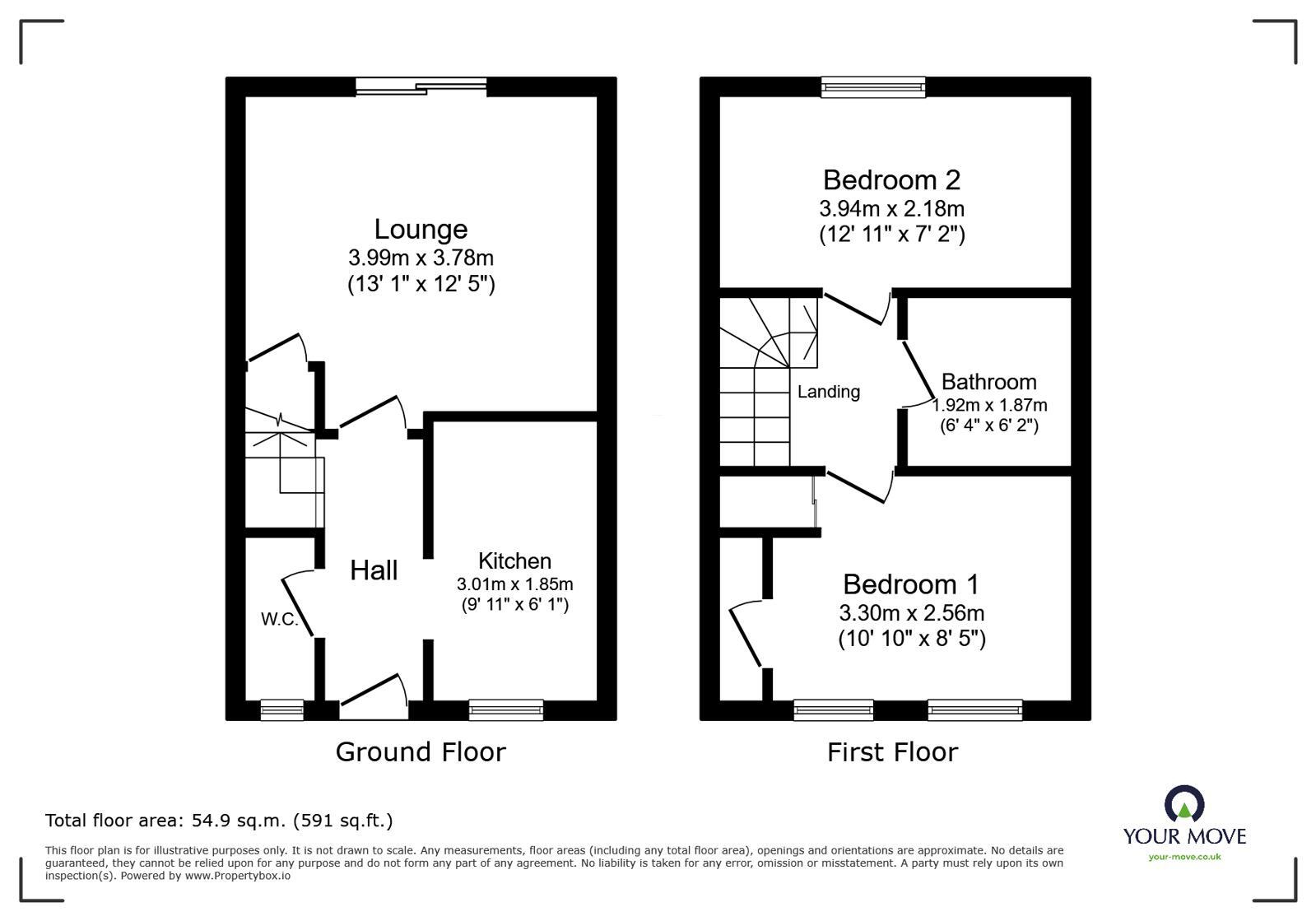 Floorplan of 2 bedroom Mid Terrace House for sale, Asheridge Close, Wolverhampton, West Midlands, WV11