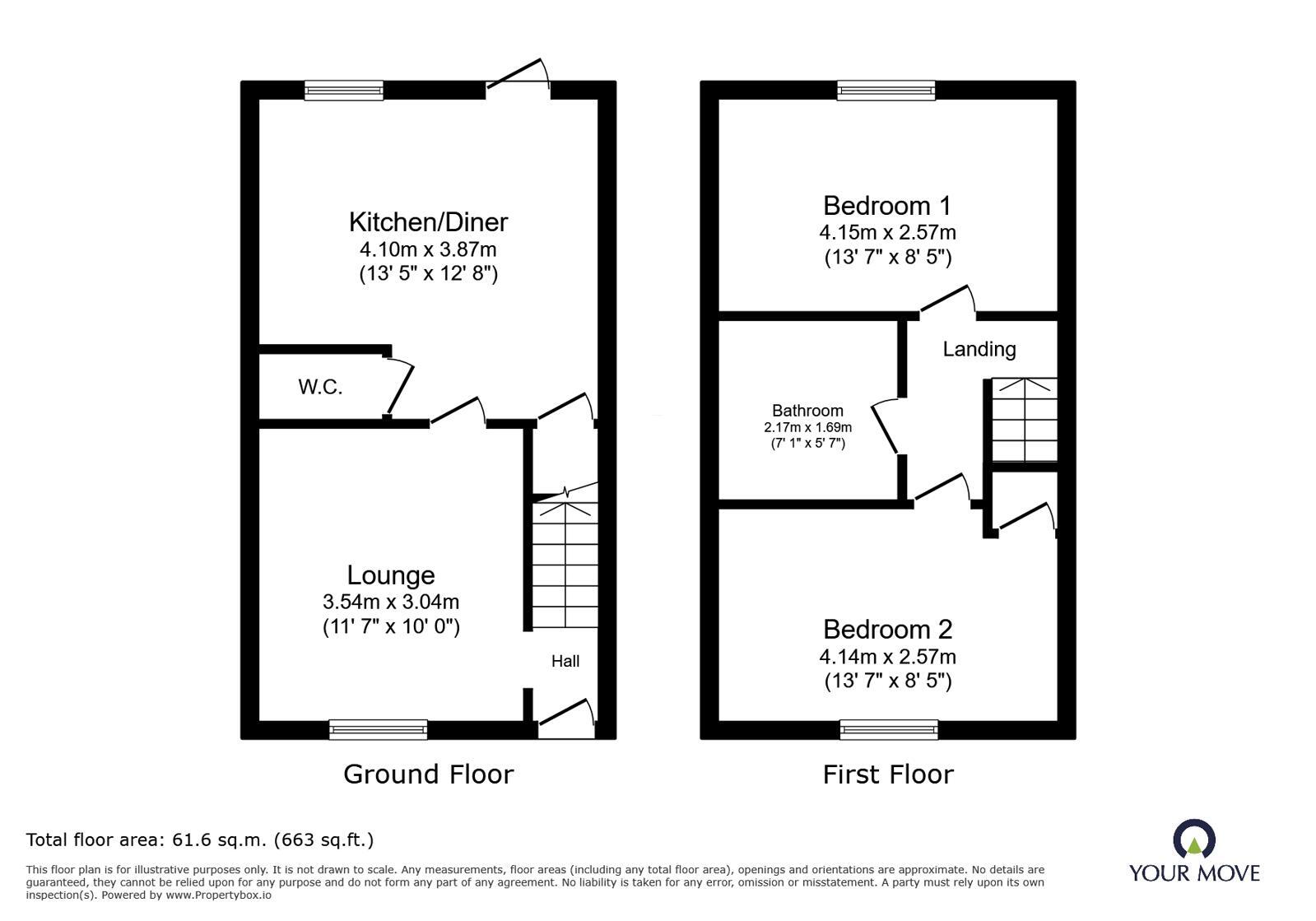 Floorplan of 2 bedroom Semi Detached House for sale, Danesmore Gardens, Wolverhampton, West Midlands, WV11