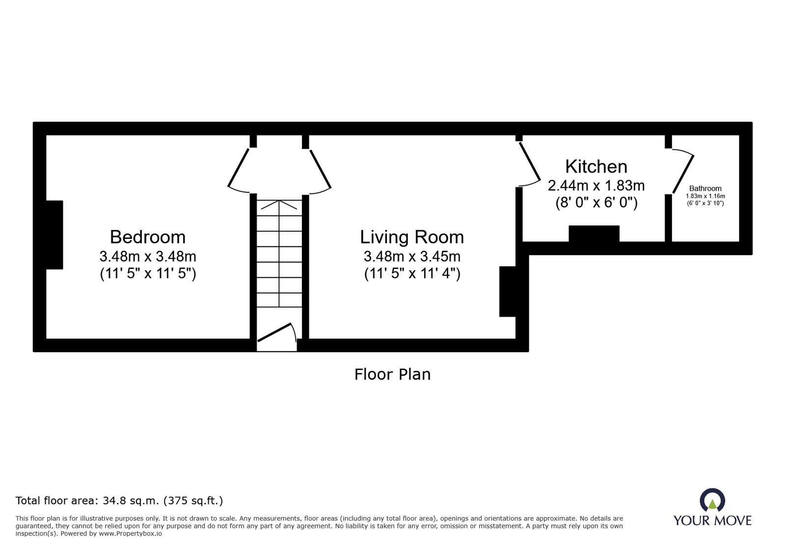 Floorplan of 1 bedroom Flat to rent, Green Lanes, Bilston, West Midlands, WV14