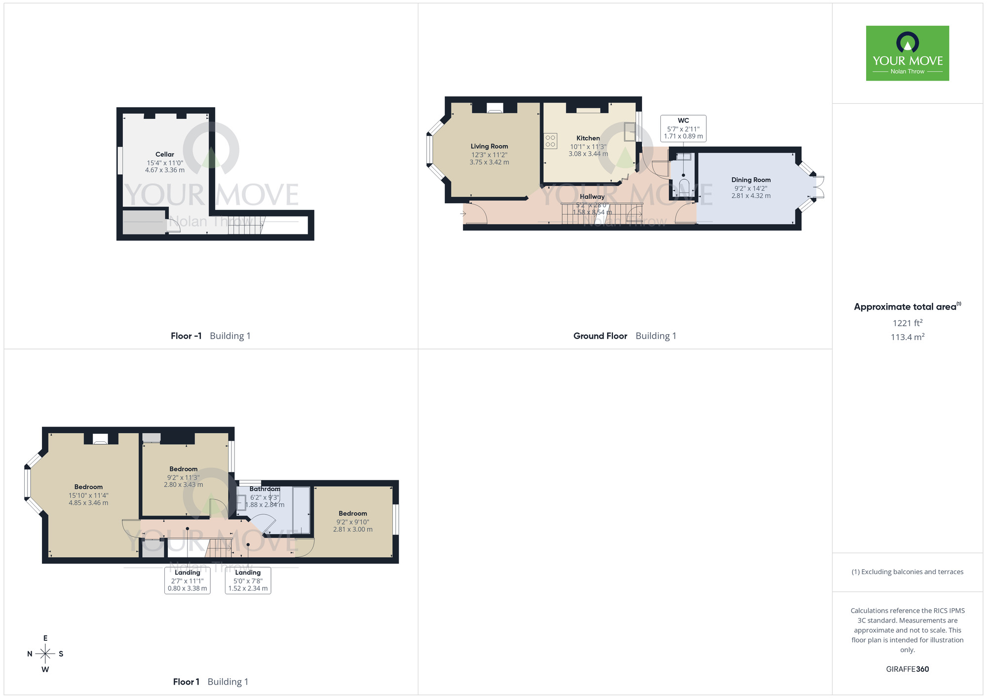Floorplan of 3 bedroom Mid Terrace House to rent, Cedar Road, Northampton, Northamptonshire, NN1