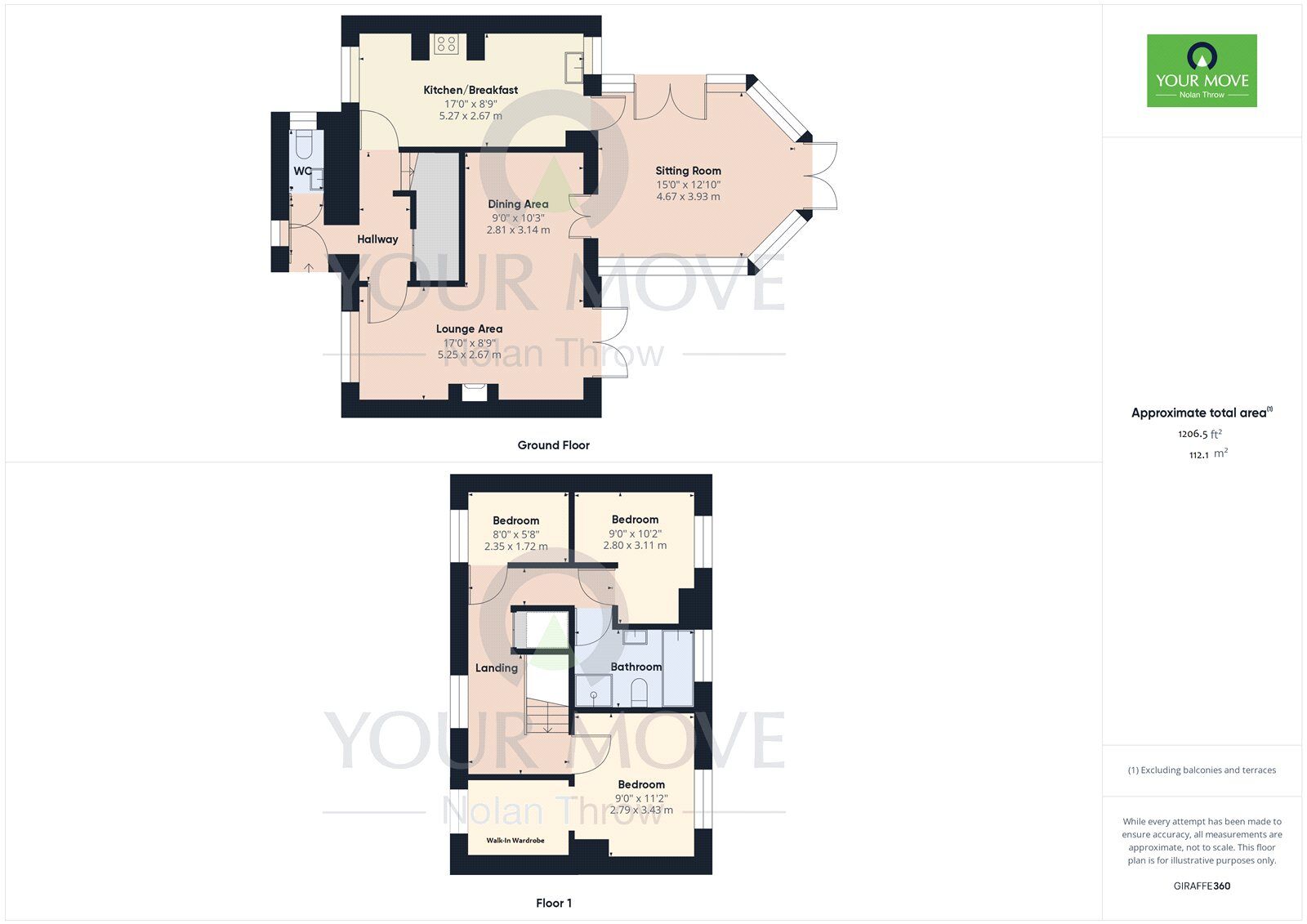 Floorplan of 3 bedroom Mid Terrace House for sale, Clock Tower Court, Northampton, Northamptonshire, NN3