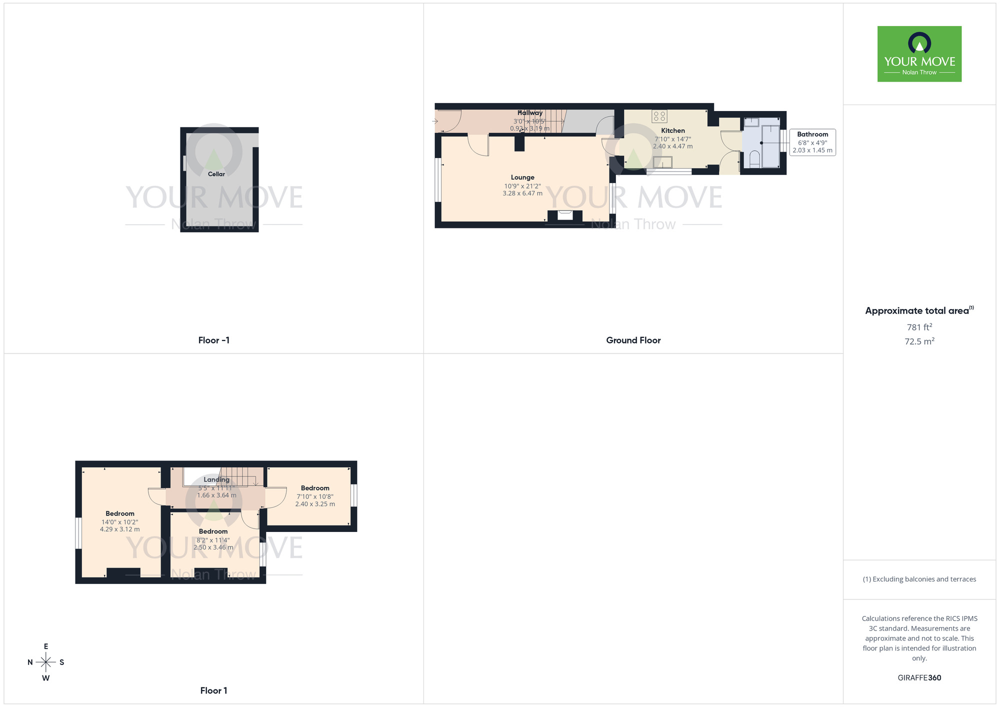 Floorplan of 3 bedroom Mid Terrace House to rent, Clare Street, Northampton, Northamptonshire, NN1