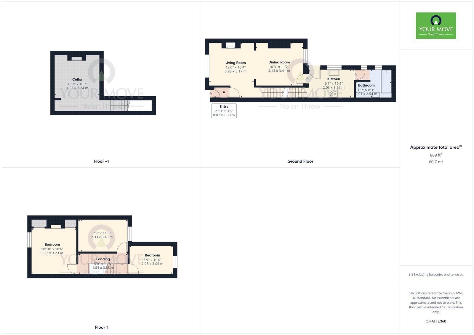 Floorplan of 3 bedroom Mid Terrace House for sale, Essex Street, Semilong, Northampton, NN2