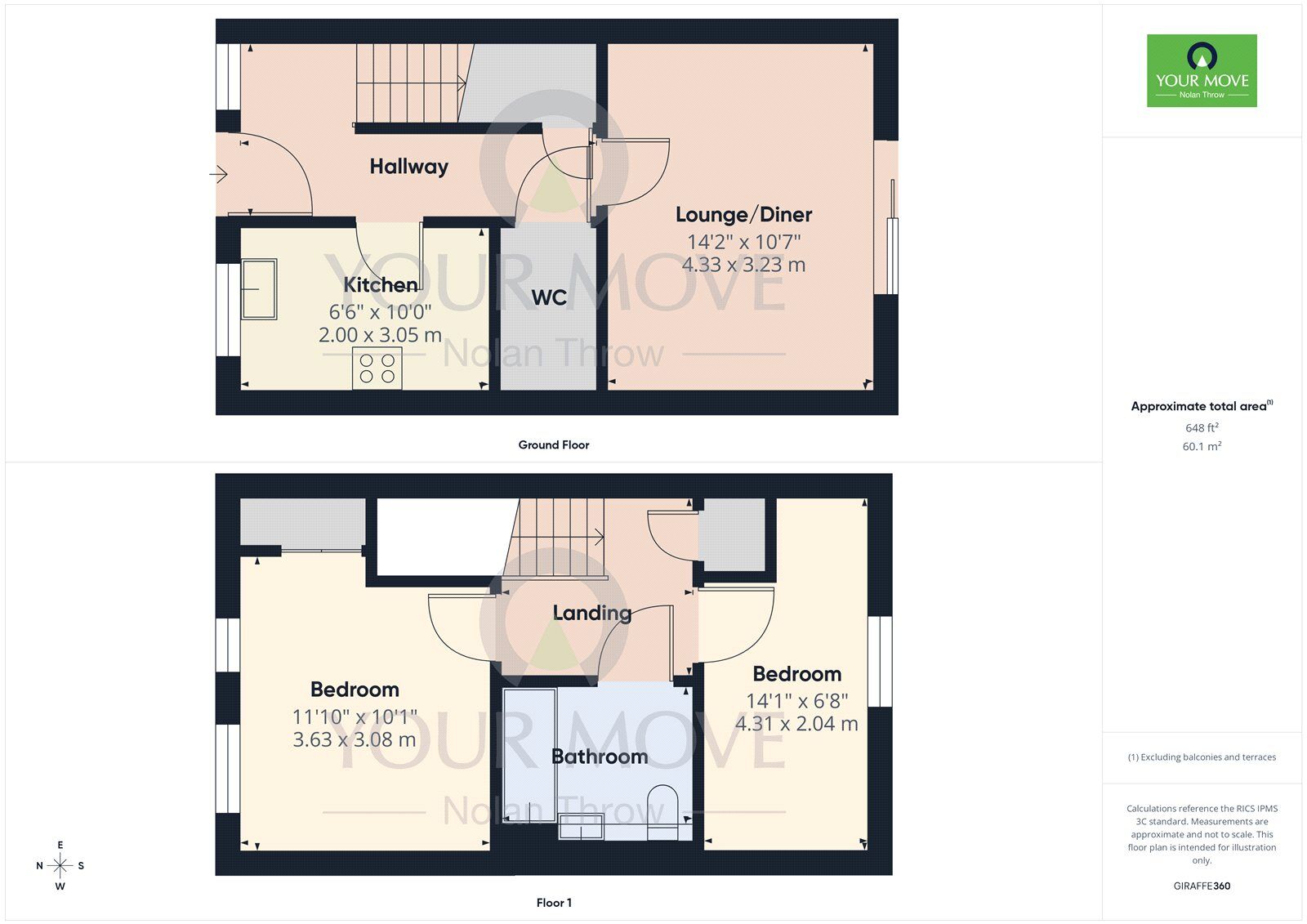 Floorplan of 2 bedroom Mid Terrace House for sale, Bradlaugh Crescent, Northampton, NN3