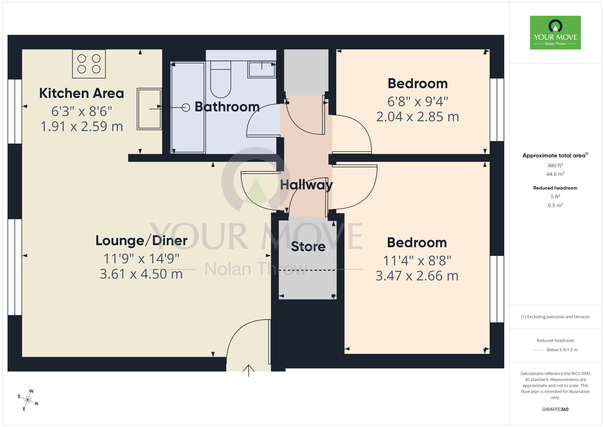 Floorplan of 2 bedroom Flat for sale, Swinford Hollow, Little Billing, Northampton, NN3