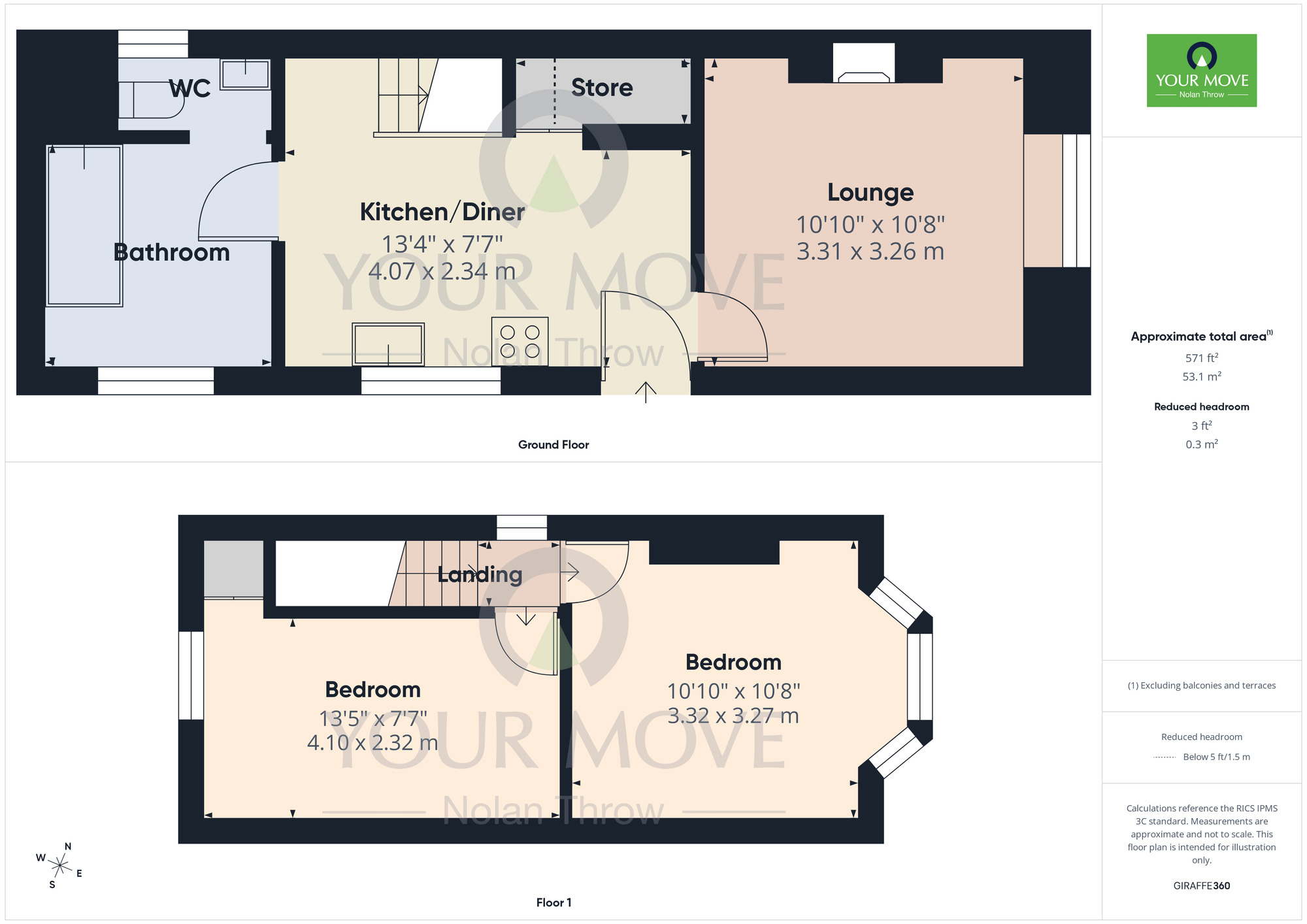 Floorplan of 2 bedroom Semi Detached House for sale, The Square, Earls Barton, Northamptonshire, NN6