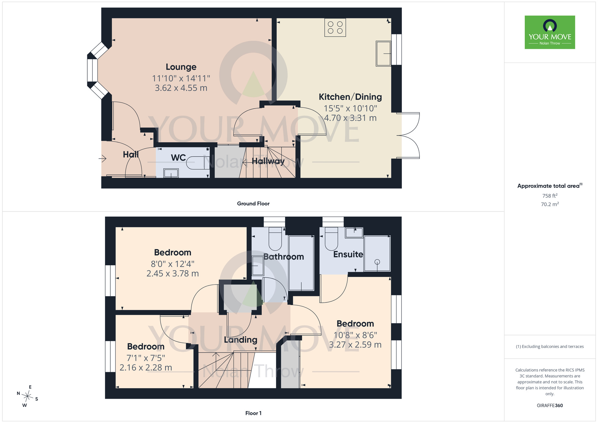 Floorplan of 3 bedroom End Terrace House for sale, Elderton Way, Earls Barton, Northamptonshire, NN6