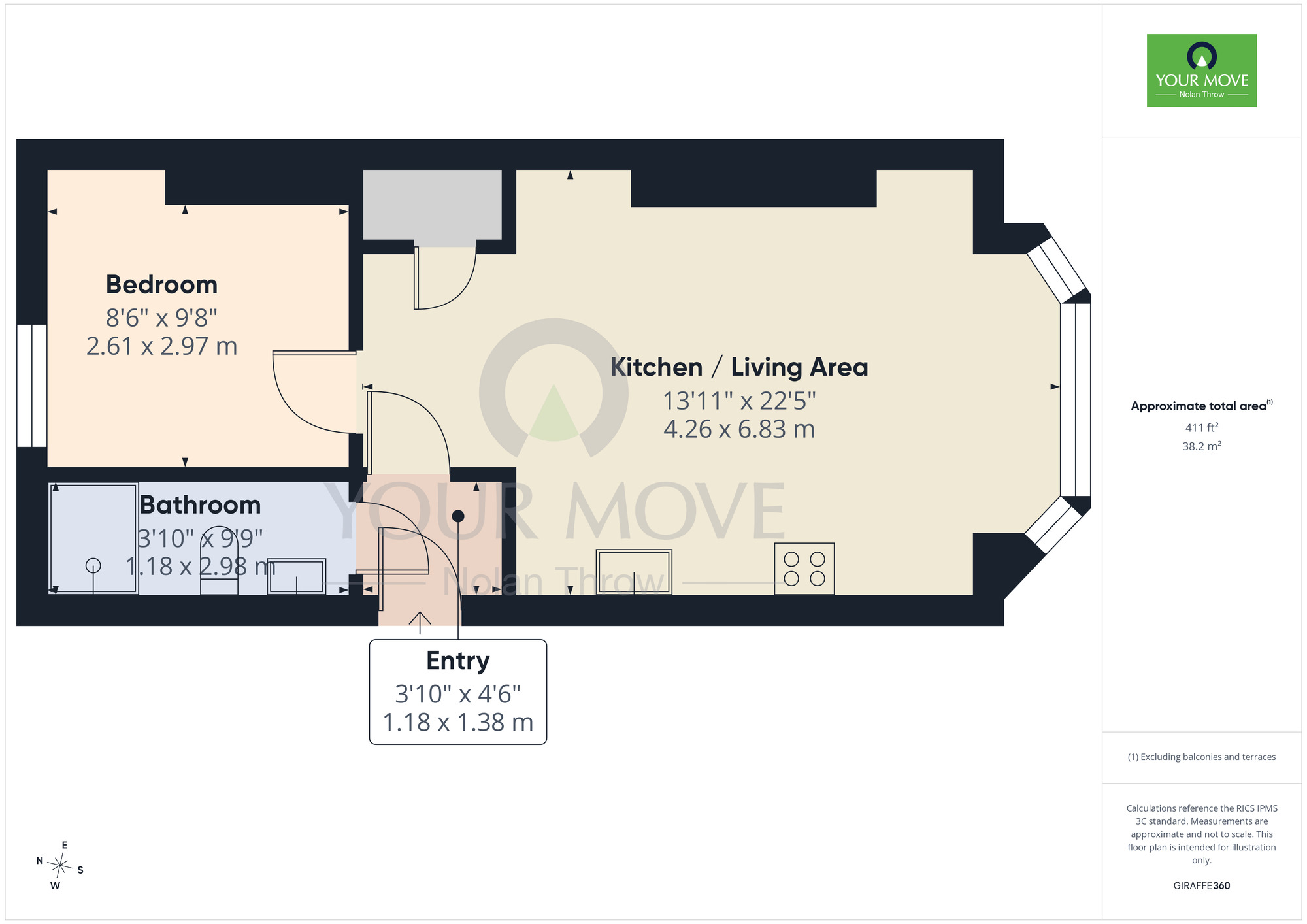 Floorplan of 1 bedroom Flat to rent, Billing Road, Northampton, Northamptonshire, NN1