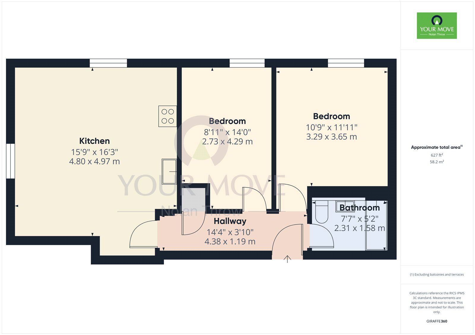 Floorplan of 2 bedroom Flat to rent, Ruskin Road, Northampton, Northamptonshire, NN2