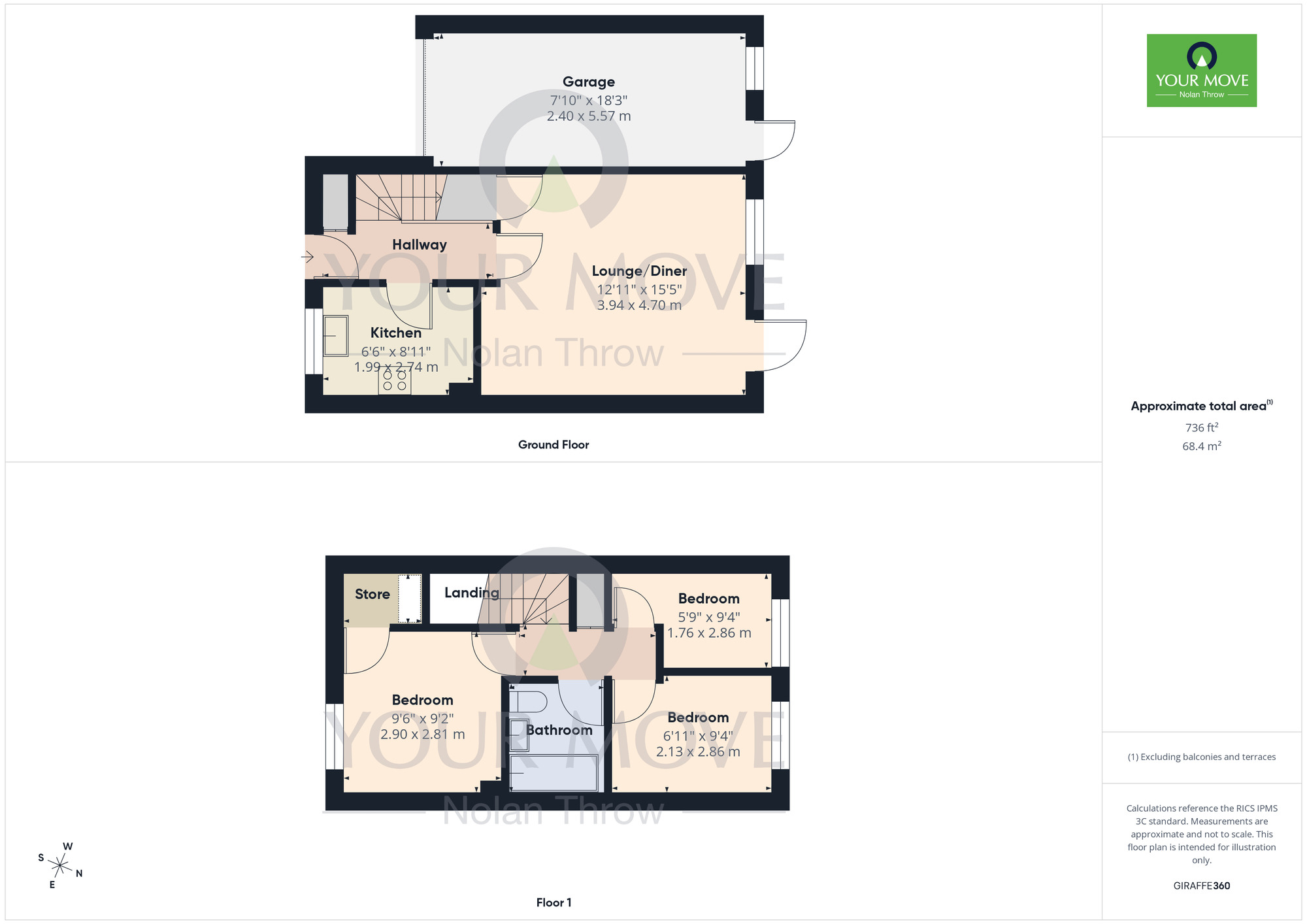 Floorplan of 3 bedroom Semi Detached House for sale, Dore Close, Northampton, Northamptonshire, NN3