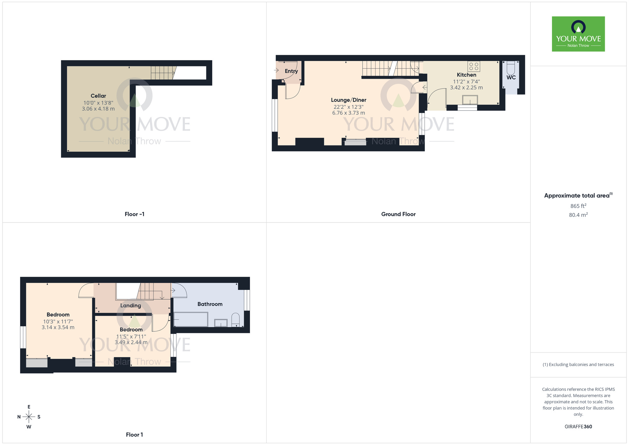 Floorplan of 2 bedroom Mid Terrace House to rent, Dunster Street, The Mounts, Northampton, NN1