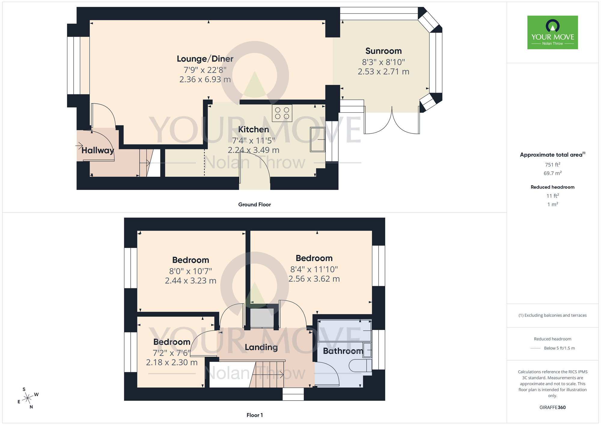Floorplan of 3 bedroom Mid Terrace House for sale, Flaxlands Court, Lings, Northampton, NN3