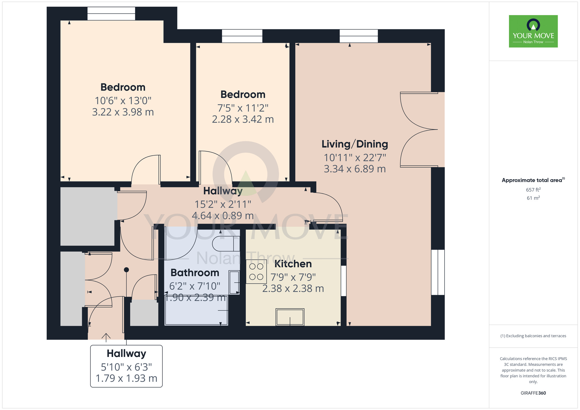Floorplan of 2 bedroom Flat for sale, Latymer Court, Northampton, Northamptonshire, NN1