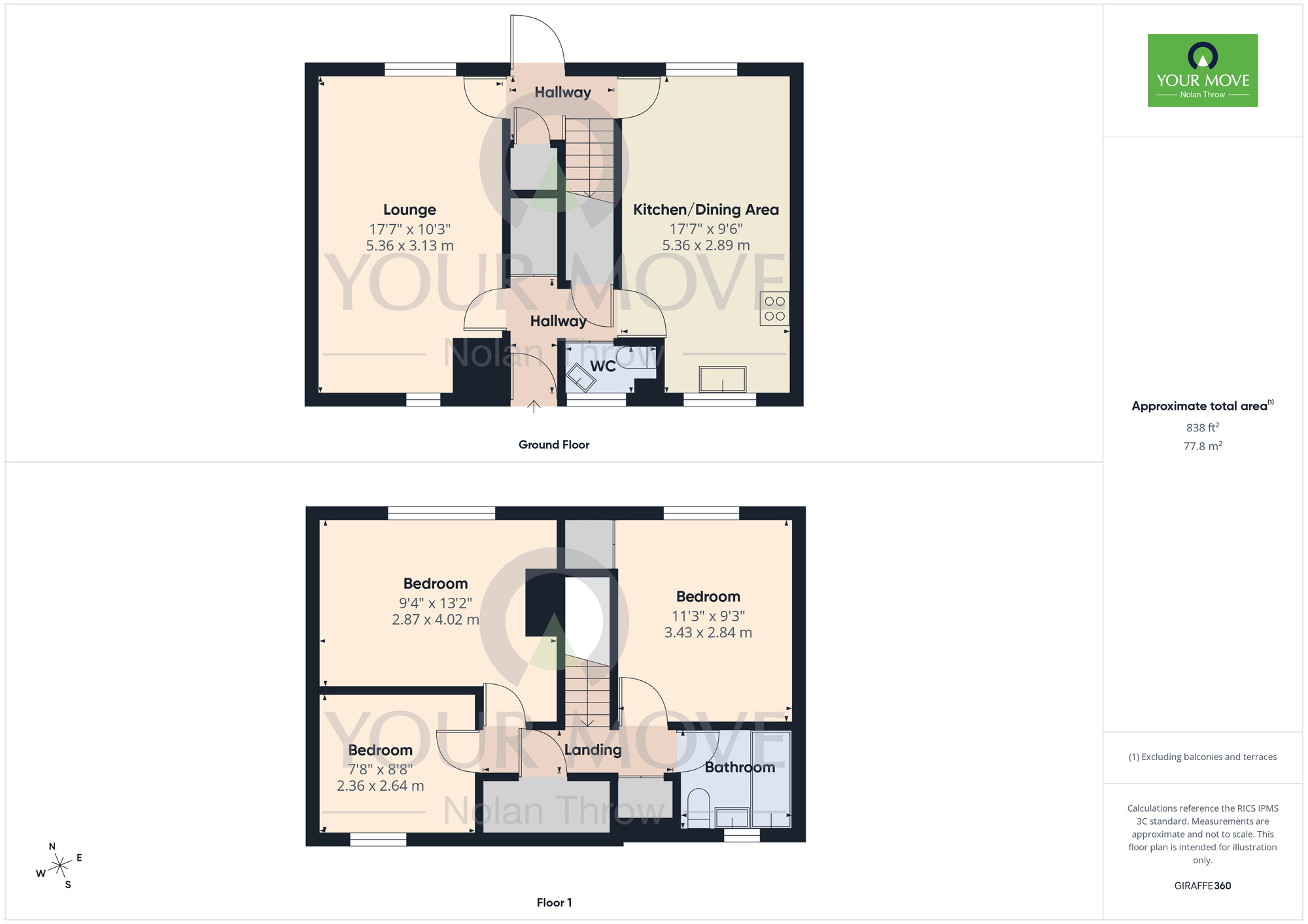 Floorplan of 3 bedroom End Terrace House for sale, Marnock Square, Camp Hill, Northampton, NN4