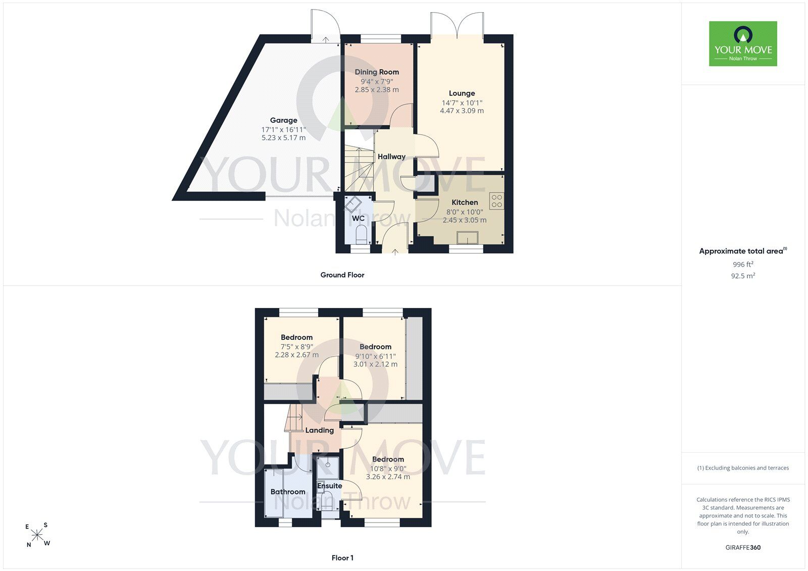Floorplan of 3 bedroom Link Detached House to rent, The Fairoaks, Wakes Meadow, Northampton, NN3