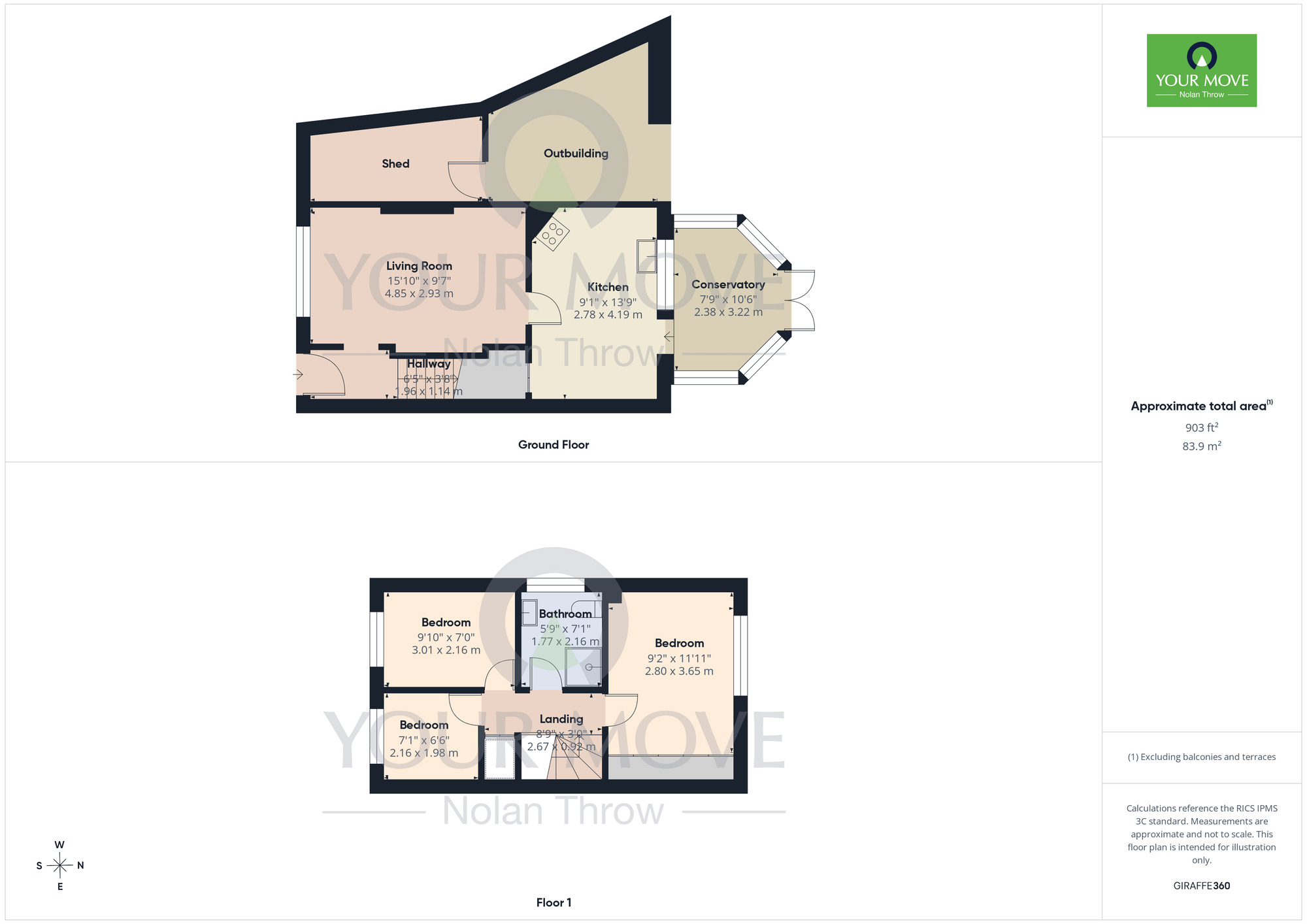 Floorplan of 3 bedroom Semi Detached House for sale, Merryhill, West Hunsbury, Northampton, NN4
