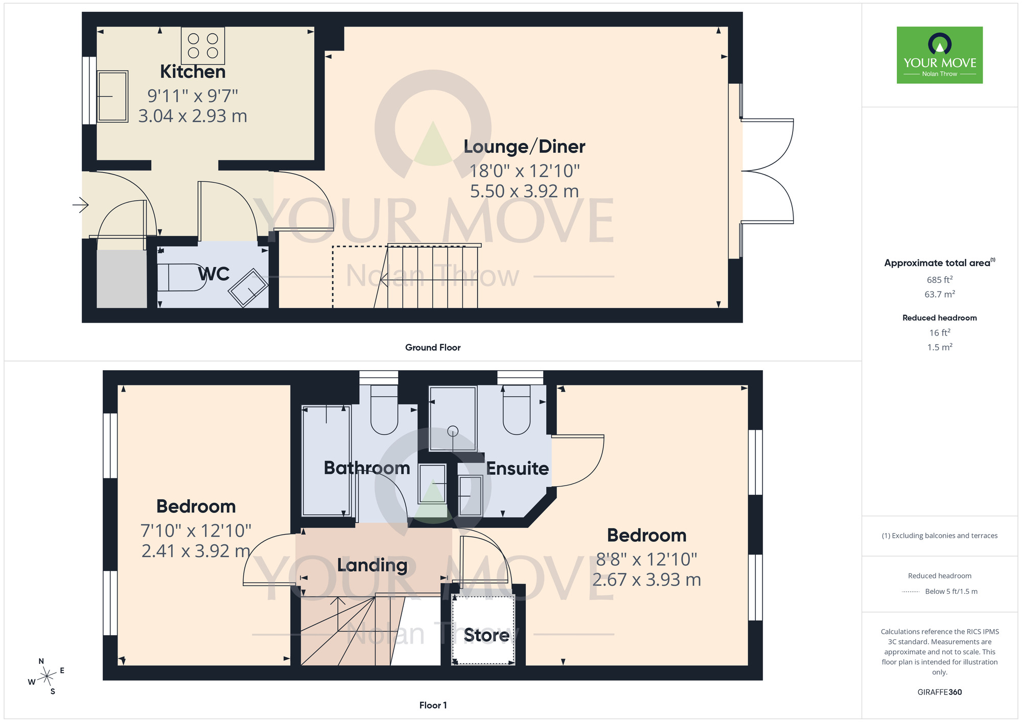 Floorplan of 2 bedroom End Terrace House for sale, Mardell Way, Overstone Gate, Northampton, NN6