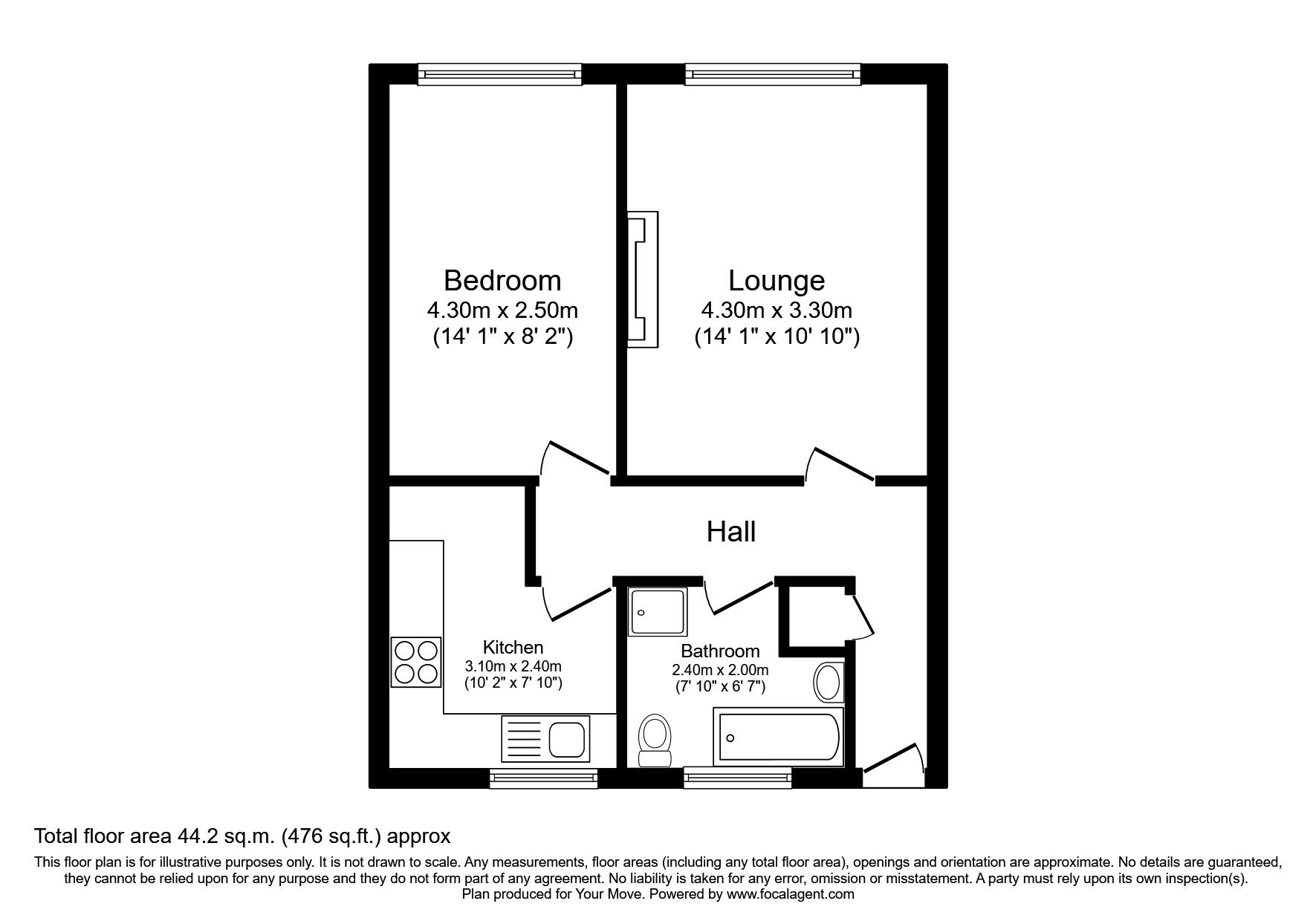 Floorplan of 1 bedroom Flat to rent, King Street, Wellington, Shropshire, TF1