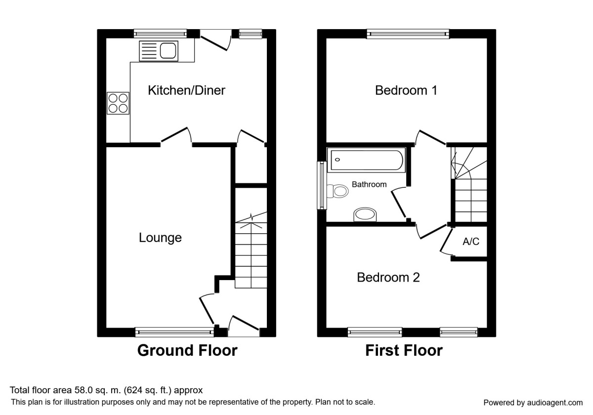 Floorplan of 2 bedroom Mid Terrace House to rent, Lidgates Green, Arleston, Shropshire, TF1