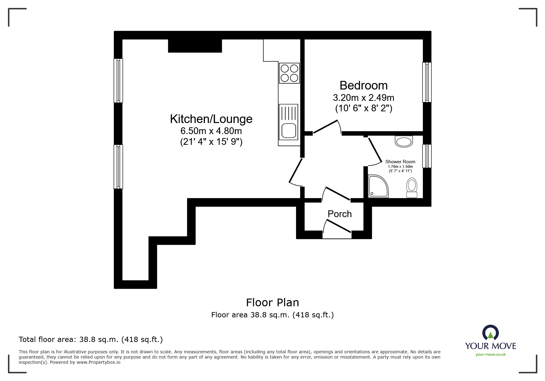 Floorplan of 1 bedroom  Flat to rent, Crown Street, Wellington, Telford, TF1