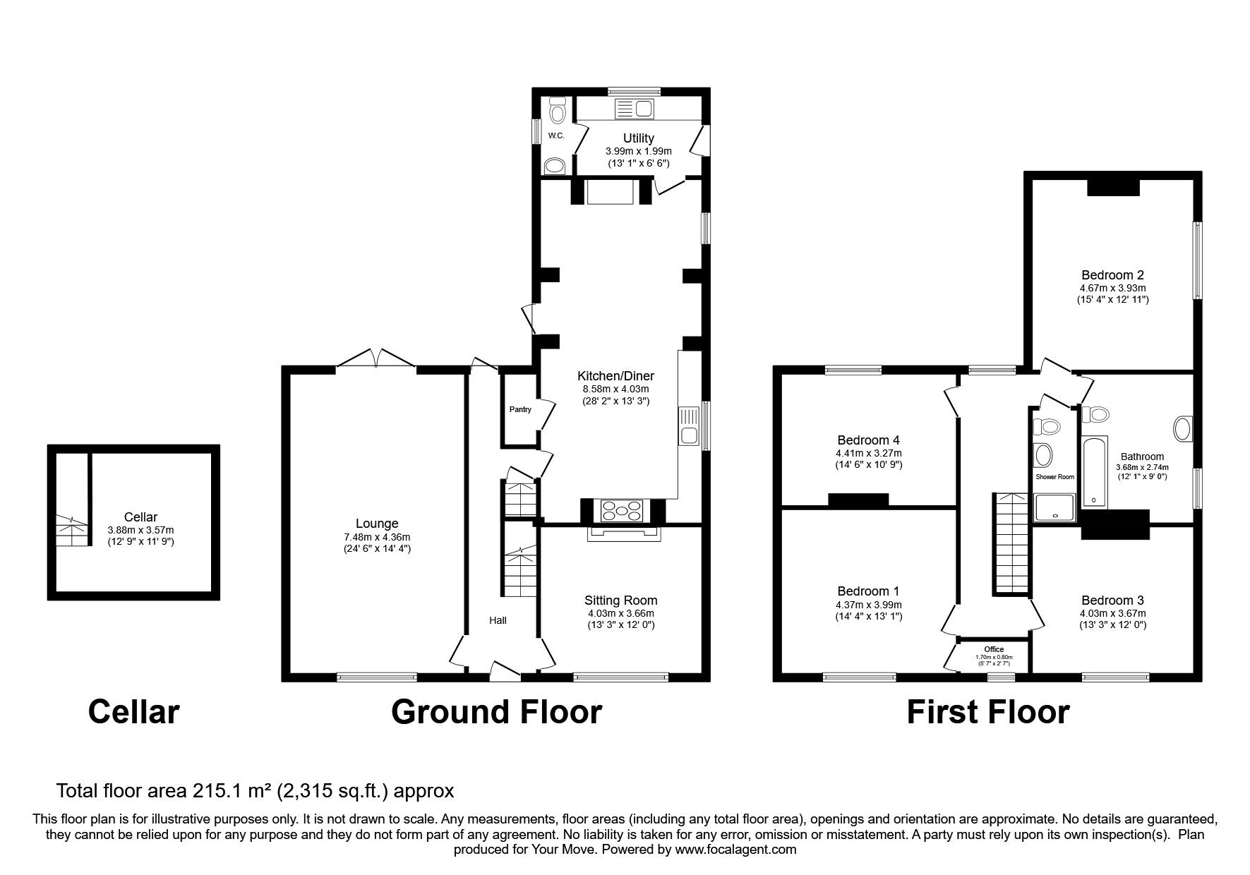 Floorplan of 4 bedroom Detached House for sale, Chapel Street, Dawley, Telford, TF4