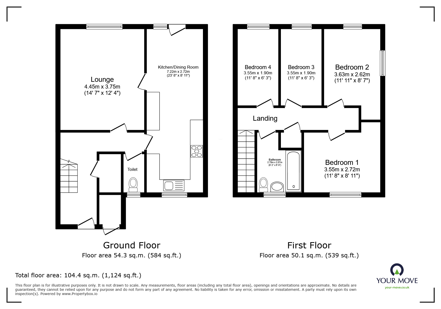 Floorplan of 4 bedroom End Terrace House to rent, Oakfield Road, Telford, Shropshire, TF5