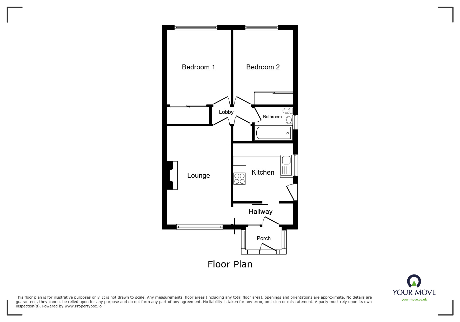 Floorplan of 2 bedroom Semi Detached Bungalow to rent, Oldcroft, Telford, Shropshire, TF2