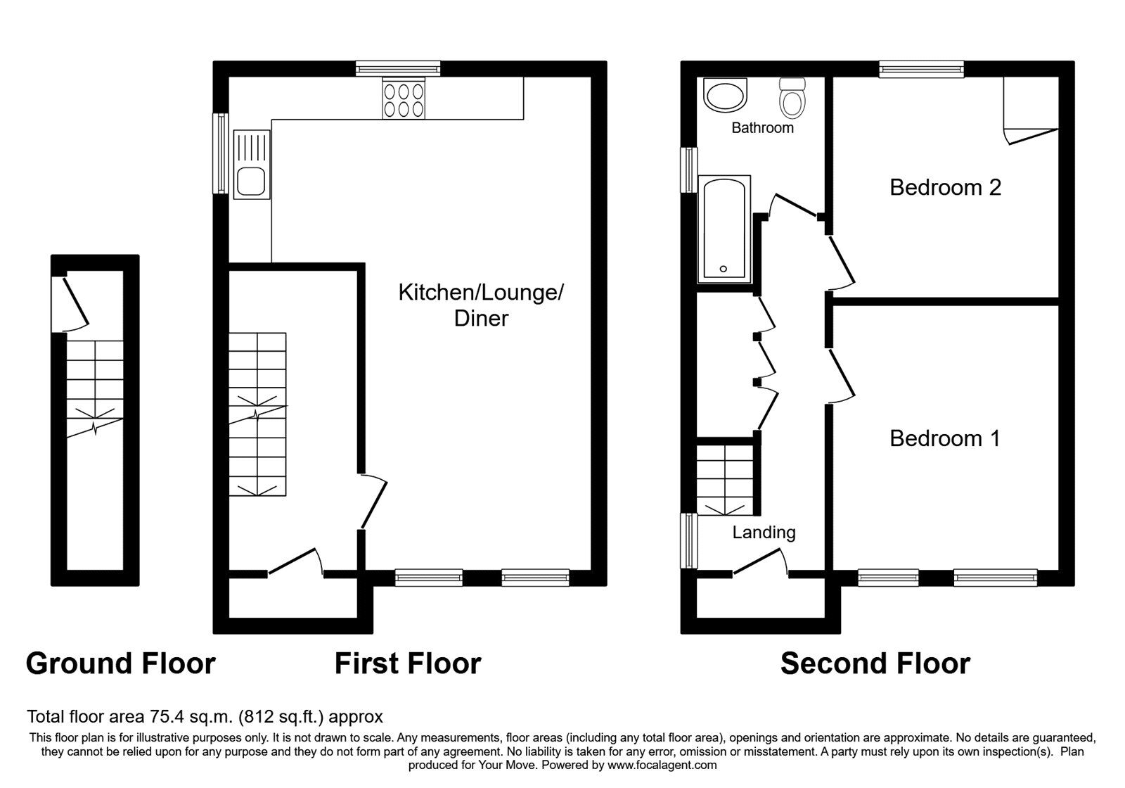 Floorplan of 2 bedroom  Flat to rent, Chepstow Drive, Leegomery, Shropshire, TF1
