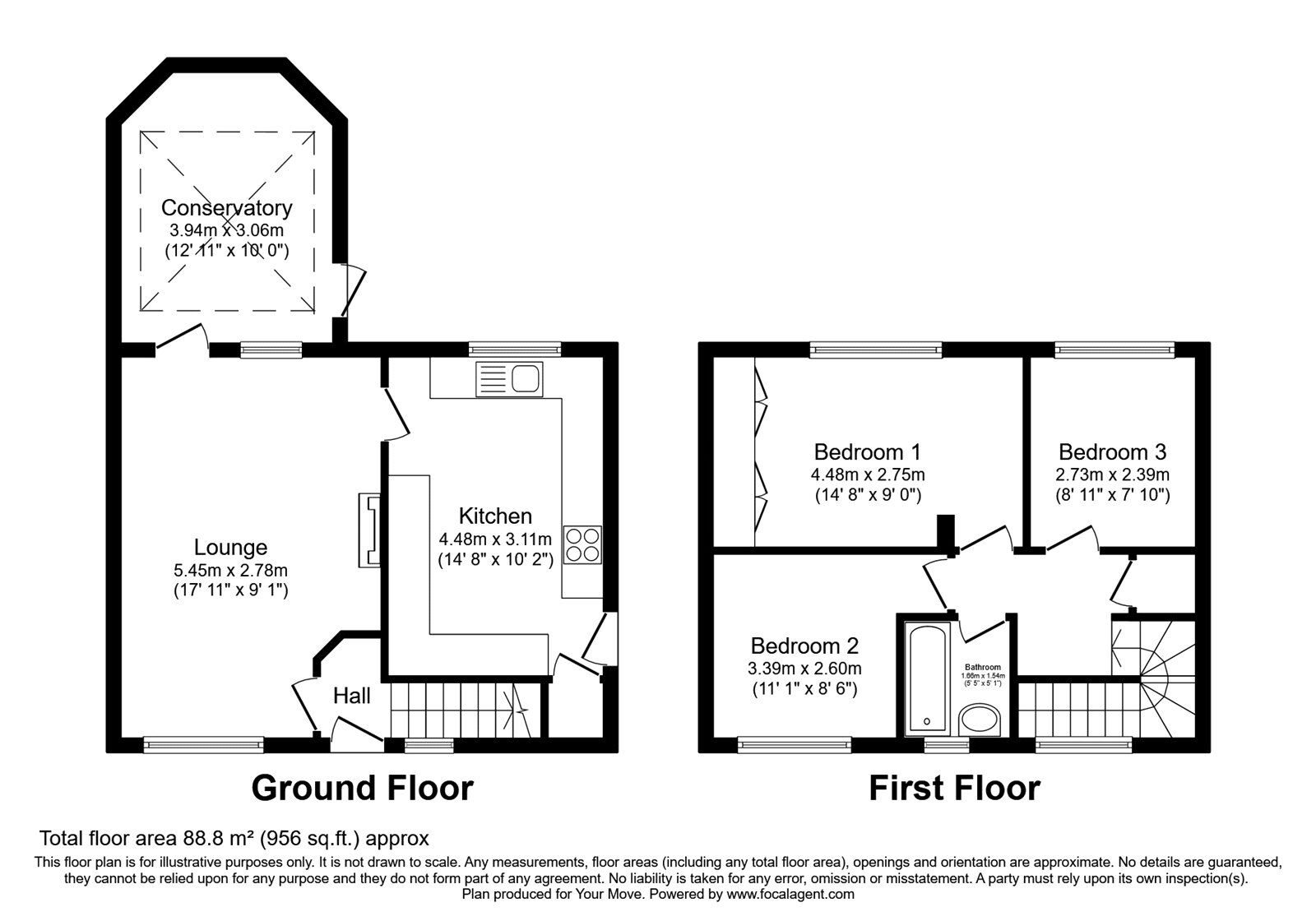 Floorplan of 3 bedroom Semi Detached House to rent, Matlock Avenue, Dawley, Shropshire, TF4