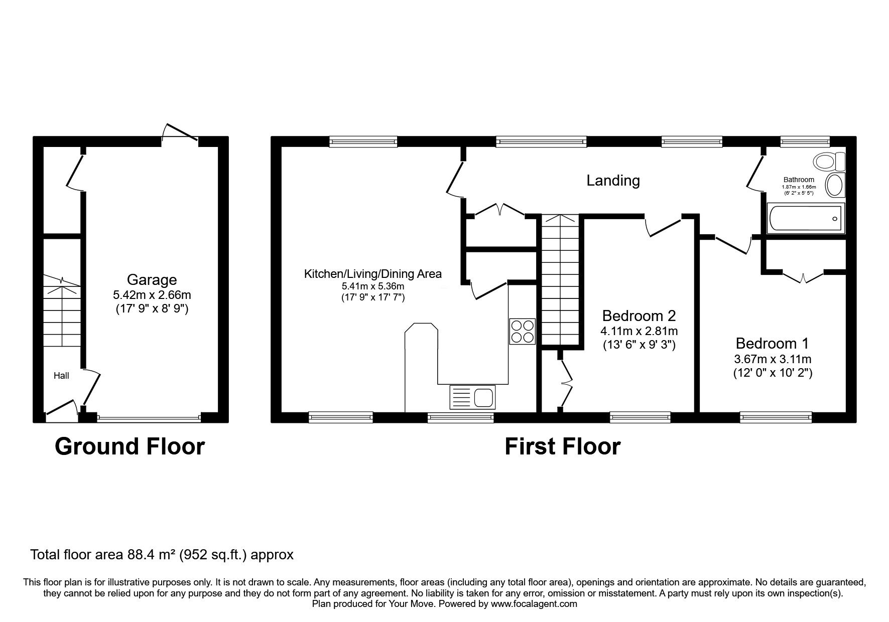Floorplan of 2 bedroom  House for sale, Caldera Road, Hadley, Shropshire, TF1