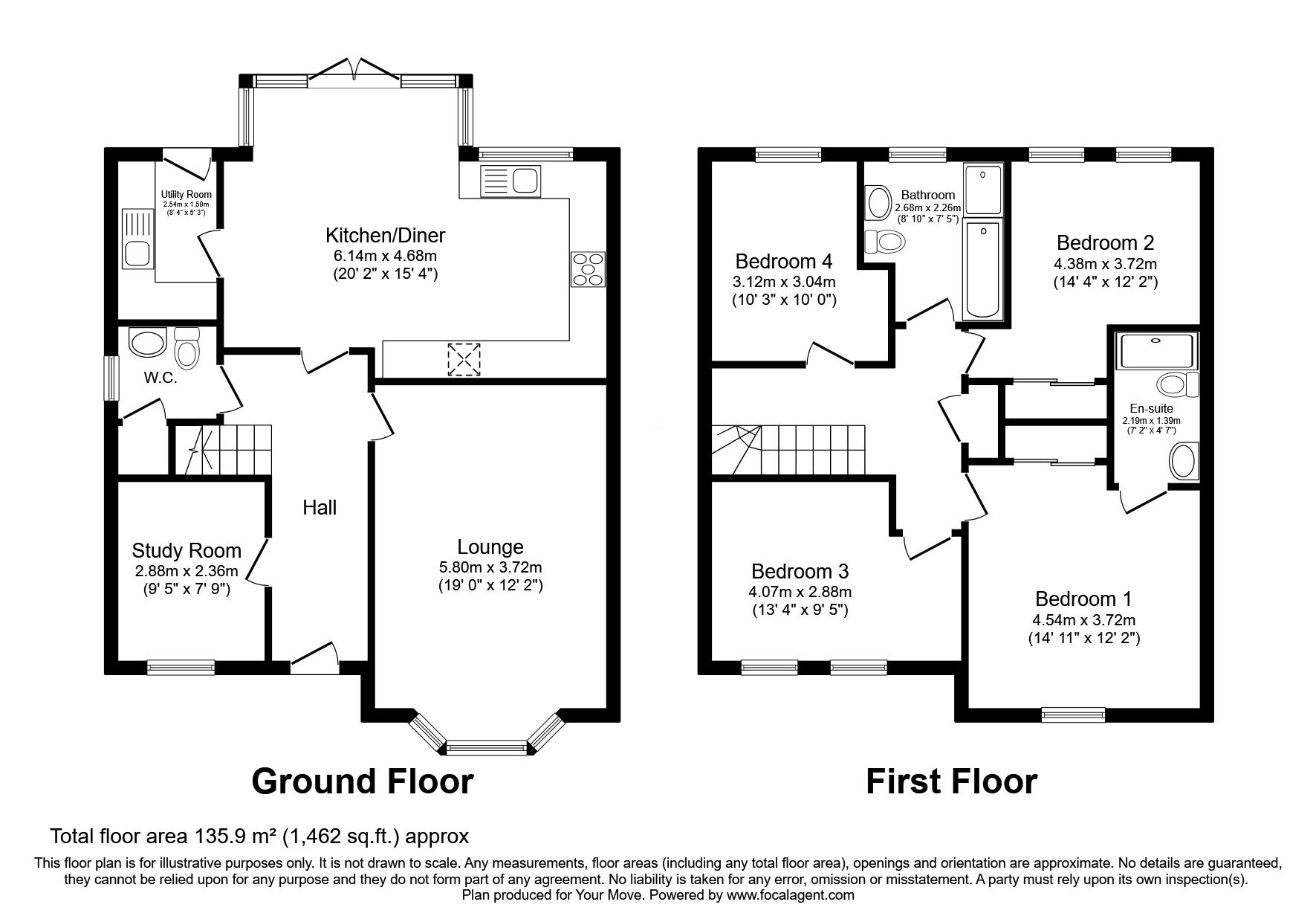 Floorplan of 4 bedroom Detached House for sale, Lavender Close, Telford, Shropshire, TF3