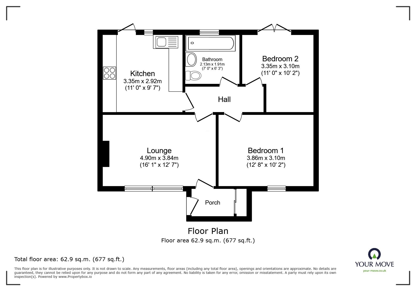 Floorplan of 2 bedroom Detached Bungalow for sale, Regent Street, Wellington, Shropshire, TF1