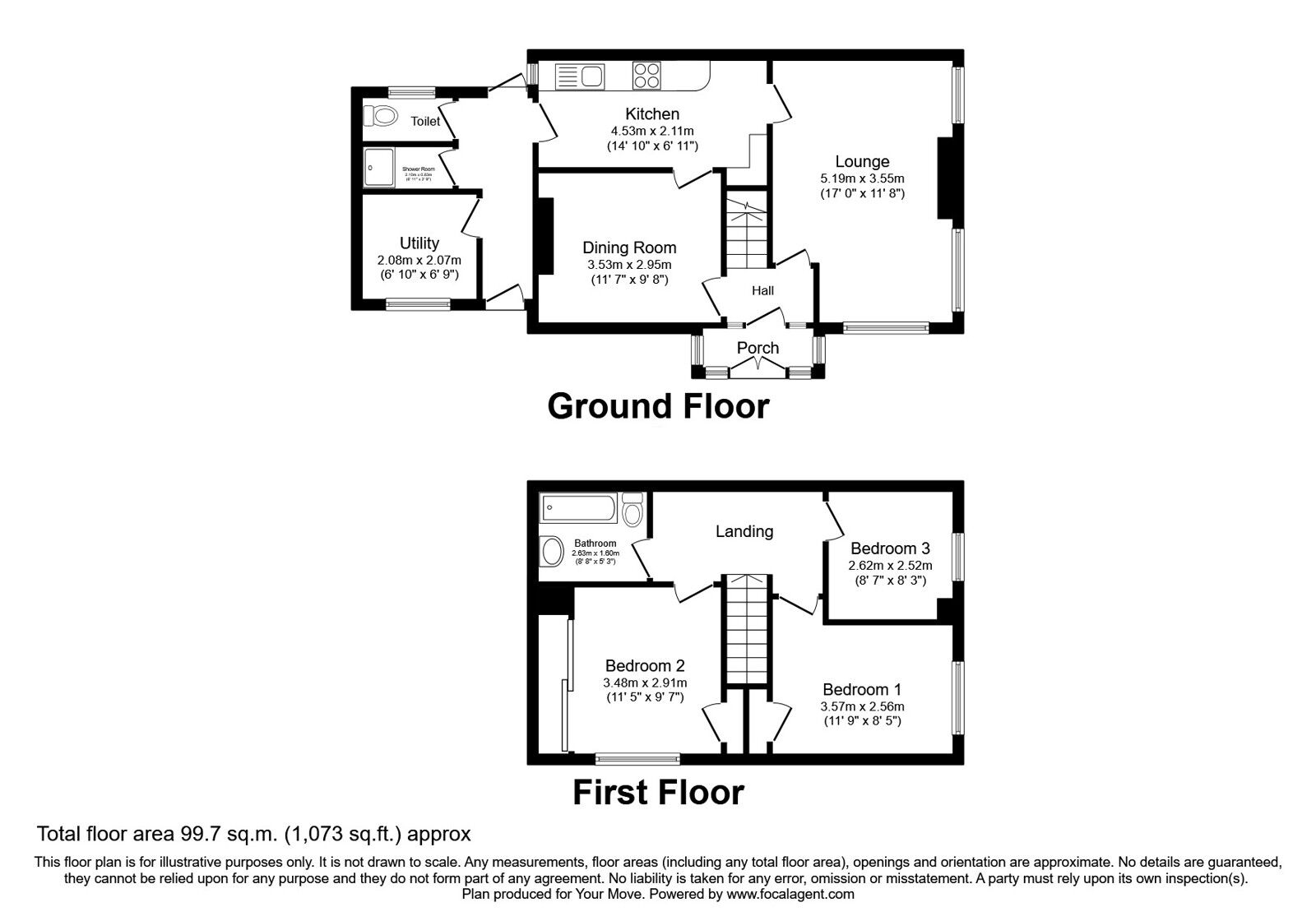 Floorplan of 3 bedroom End Terrace House for sale, Mount Gilbert, Arleston, Shropshire, TF1
