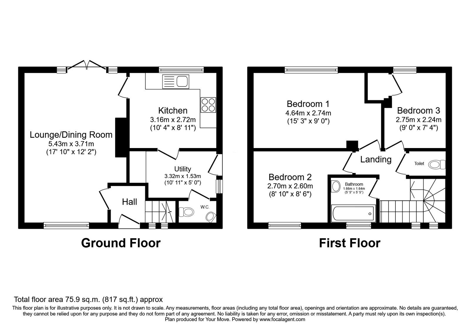 Floorplan of 3 bedroom Semi Detached House for sale, Sandbrook, Ketley, Telford, TF1