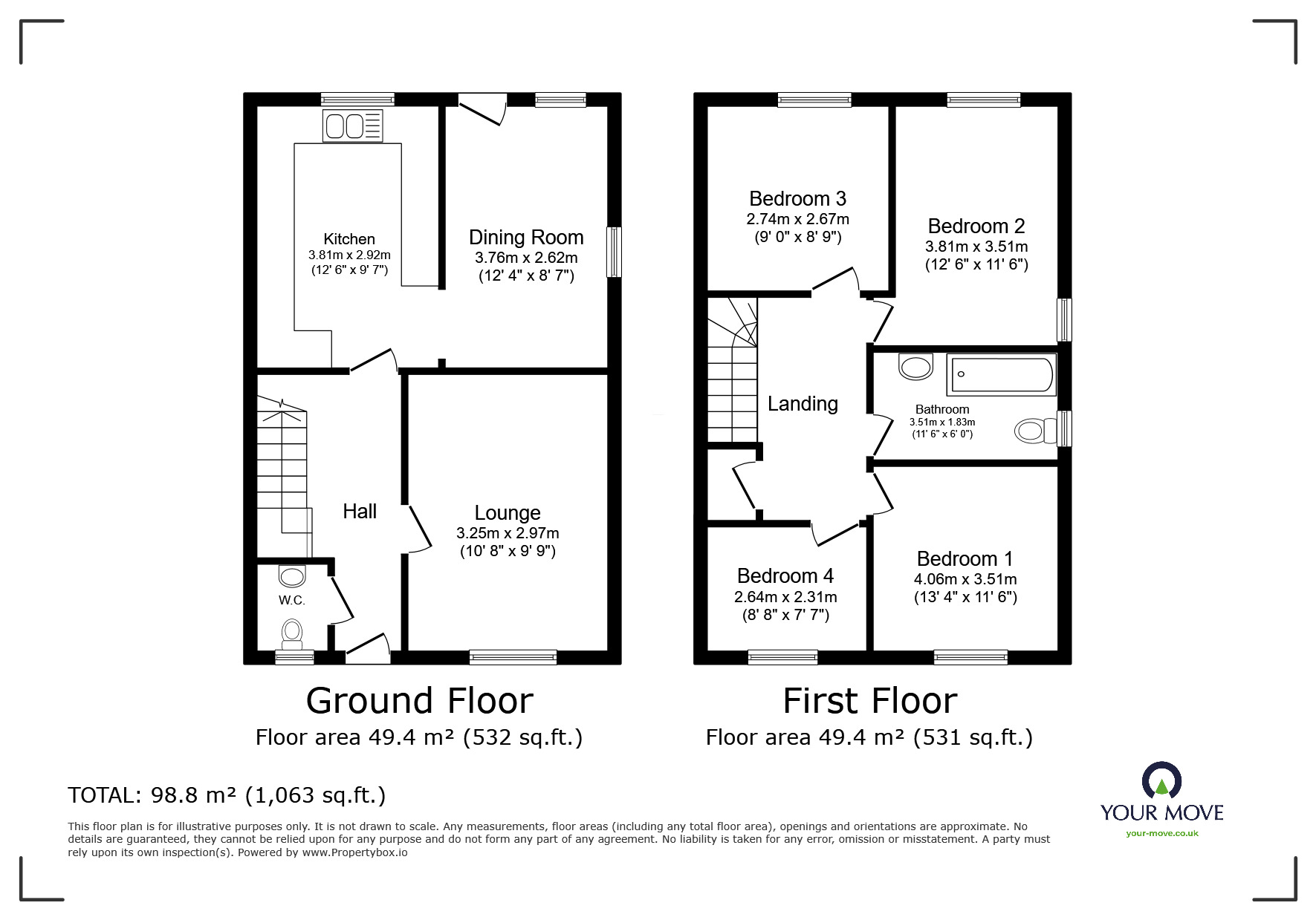 Floorplan of 4 bedroom Semi Detached House for sale, Barn Lane, Telford, Shropshire, TF3