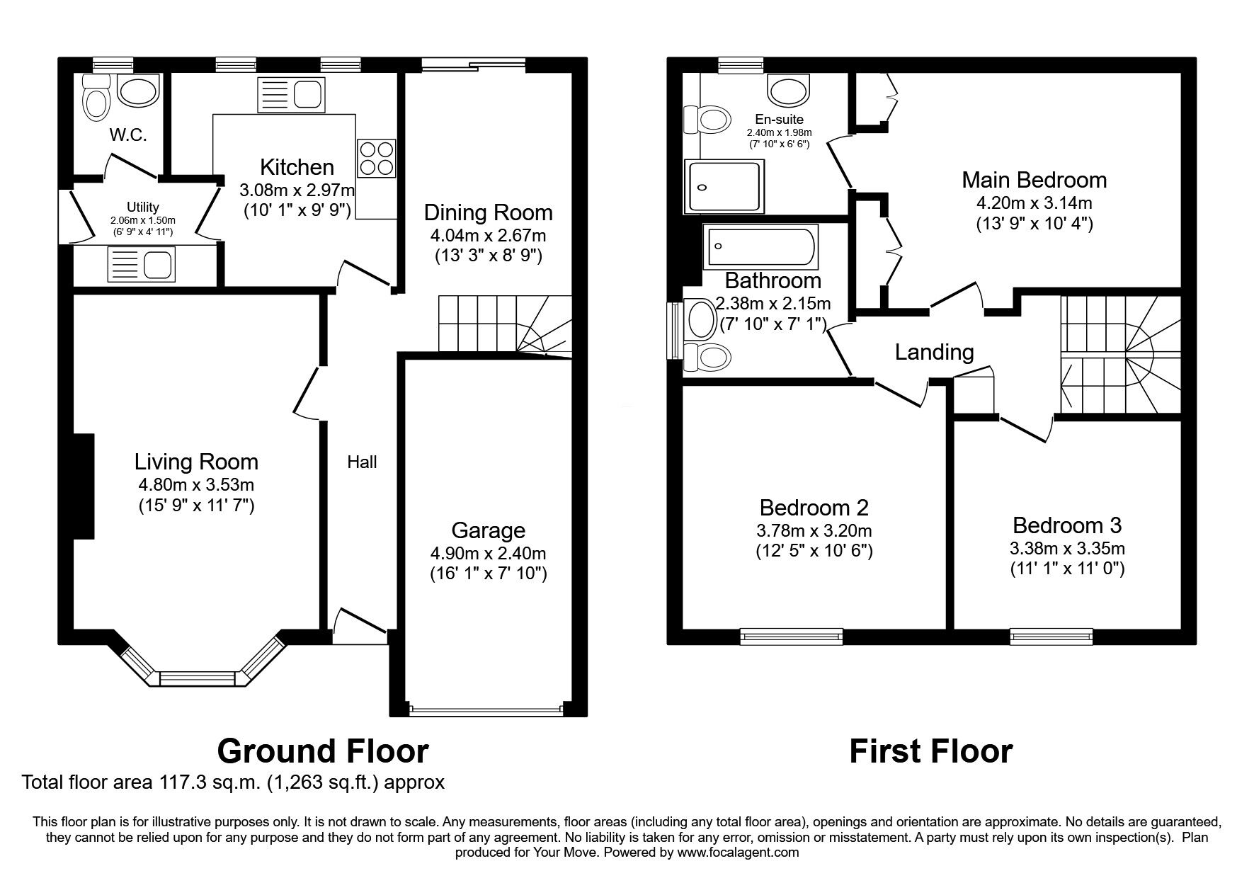 Floorplan of 3 bedroom Detached House for sale, Fuchsia Close, Priorslee, Shropshire, TF2