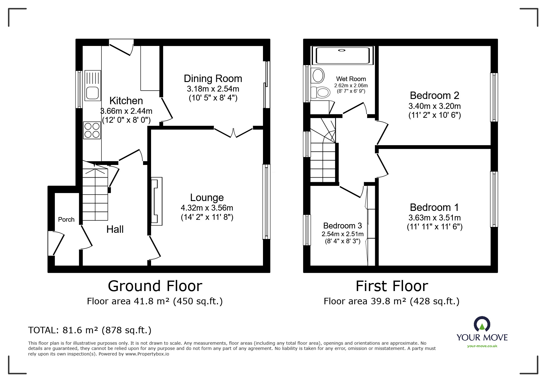 Floorplan of 3 bedroom Semi Detached House for sale, Paddock Close, Wellington, Shropshire, TF1
