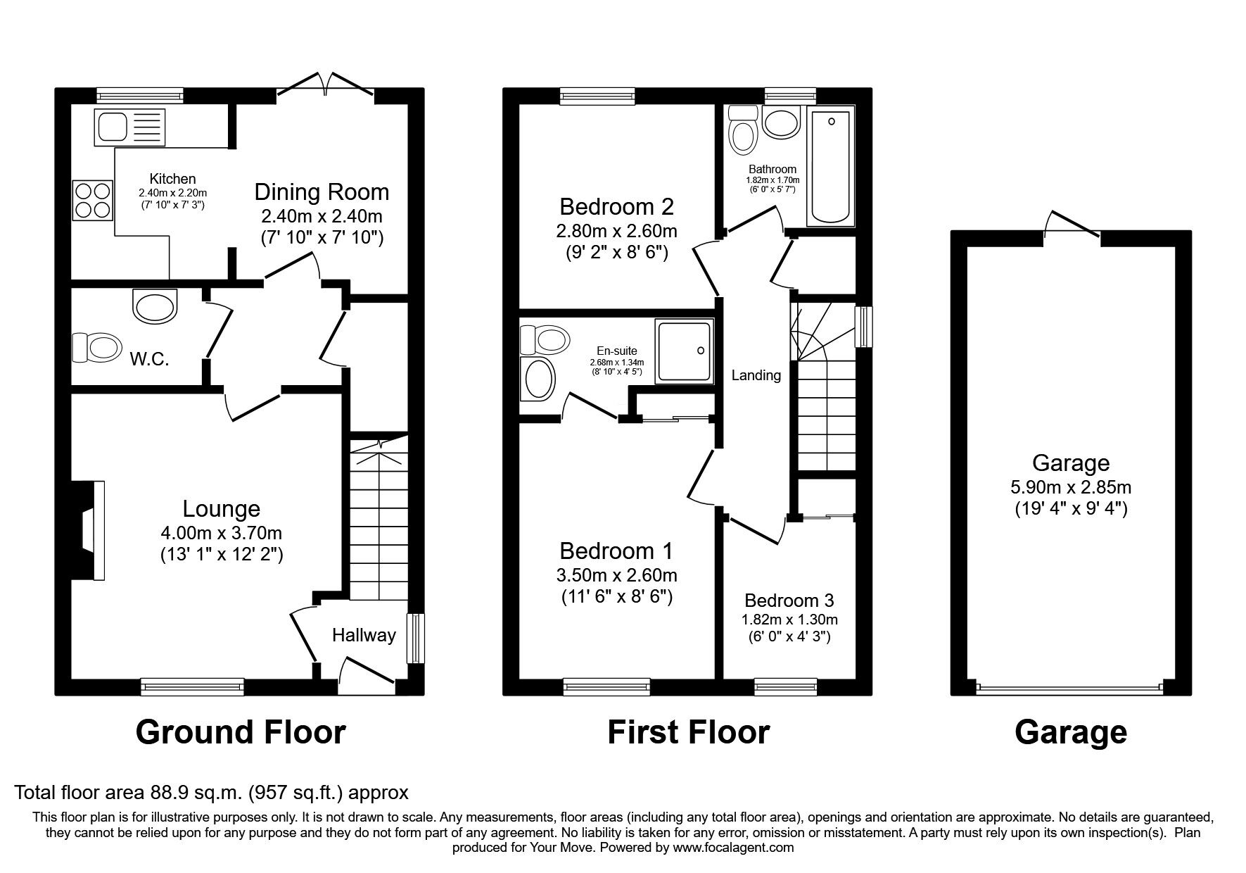 Floorplan of 3 bedroom Semi Detached House for sale, Pooler Close, Wellington, Shropshire, TF1