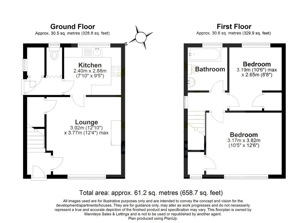 Floorplan of 2 bedroom Semi Detached House to rent, Cranage Crescent, Wellington, Shropshire, TF1