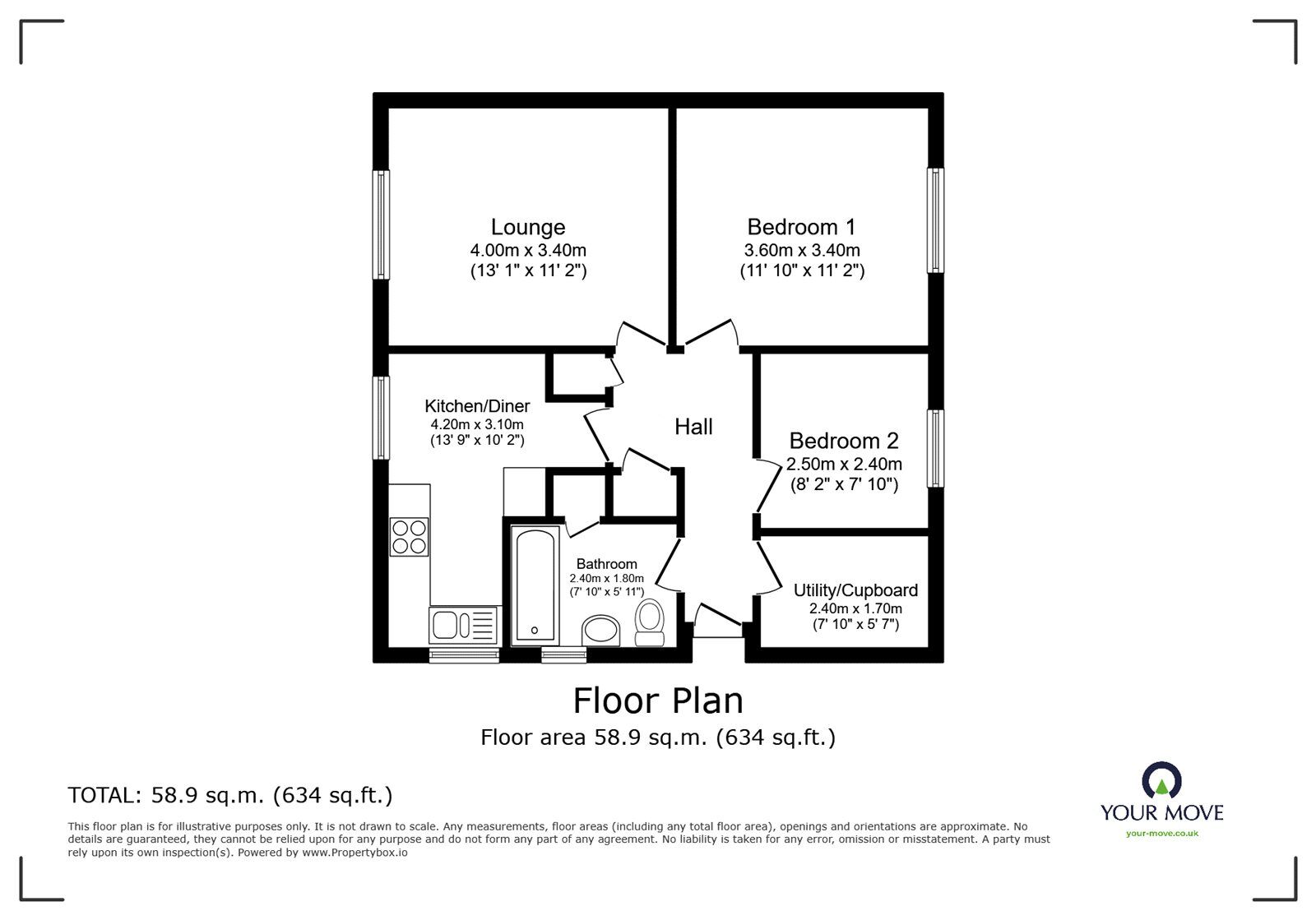 Floorplan of 2 bedroom  Flat to rent, Farm Lodge Grove, Telford, Shropshire, TF3