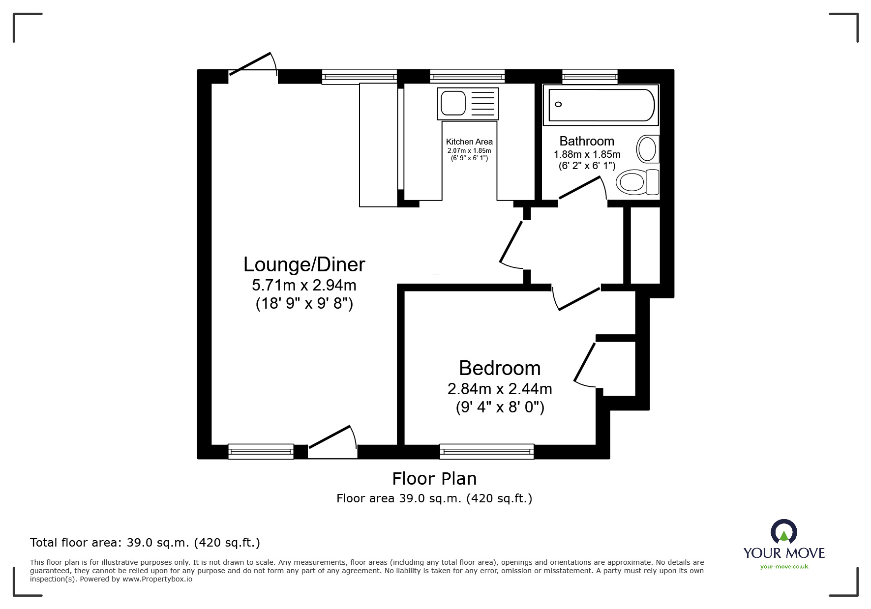 Floorplan of 1 bedroom  Flat to rent, Blacksmiths Drive, Ketley Bank, Shropshire, TF2