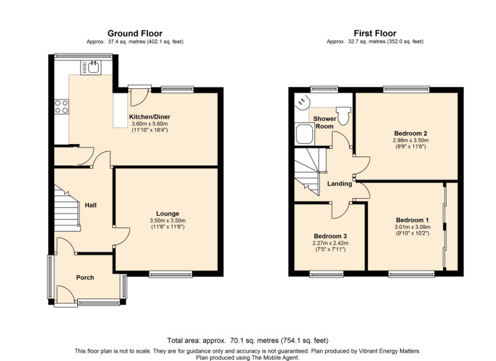 Floorplan of 3 bedroom Mid Terrace House for sale, St. Chads Close, Wellington, Shropshire, TF1