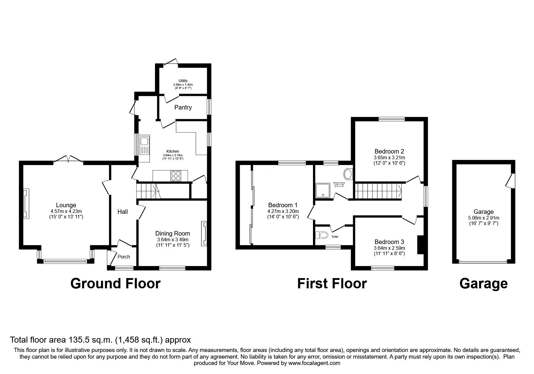 Floorplan of 3 bedroom Detached House for sale, Ladycroft, Wellington, Shropshire, TF1